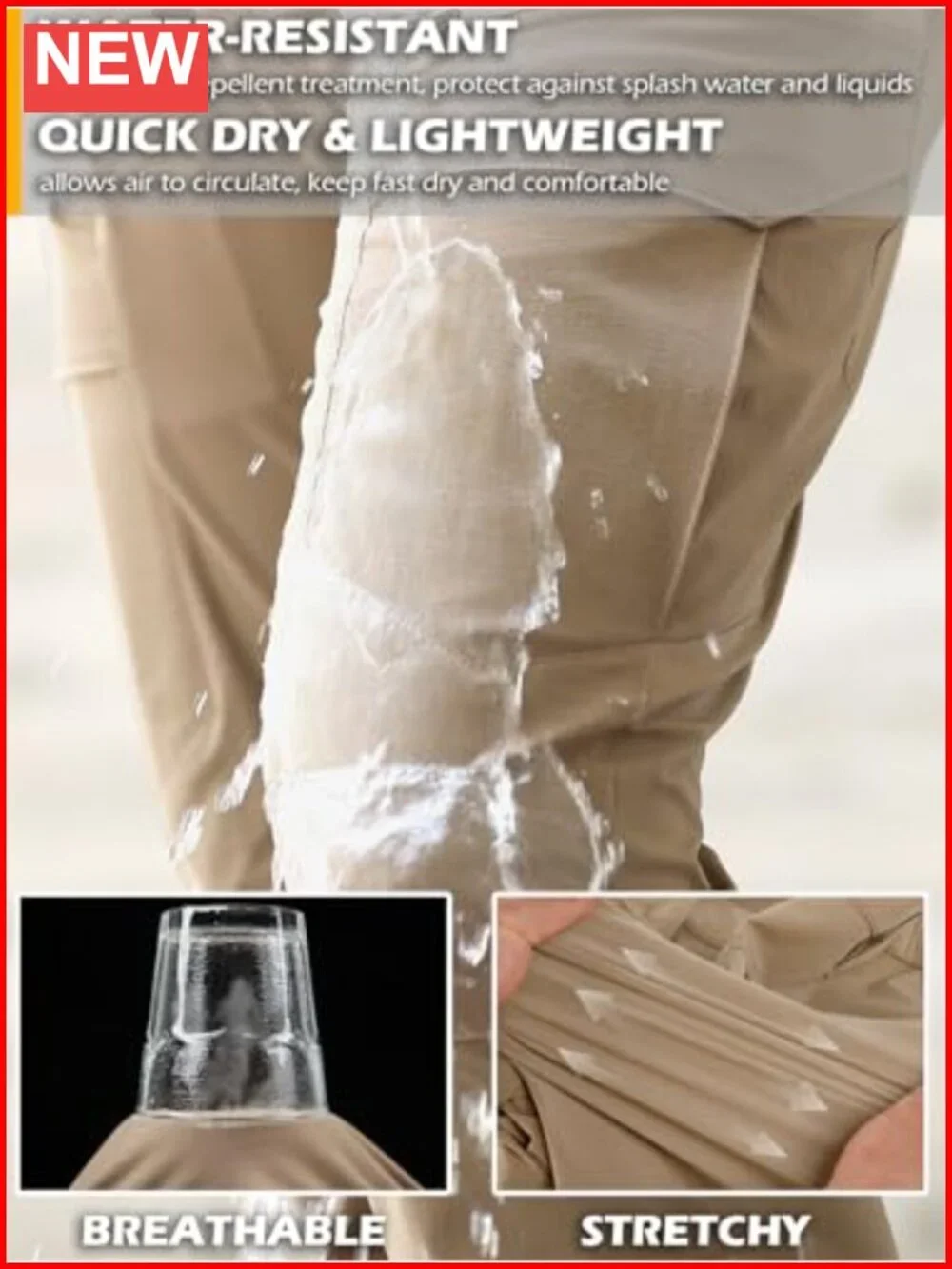 Men's Quick Dry Tactical Hiking Pants Water Resistant Lightweight Cargo Work